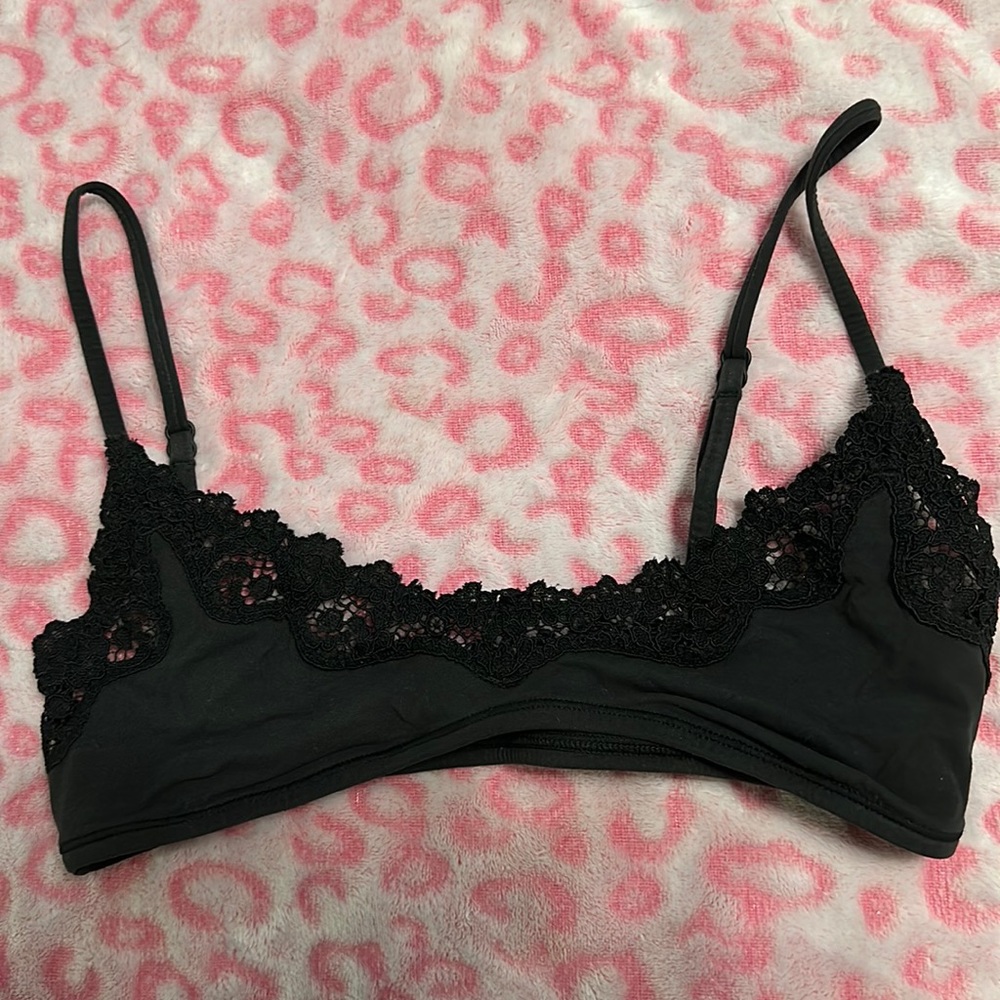 SKIMS Black Lace-Trim Bralette